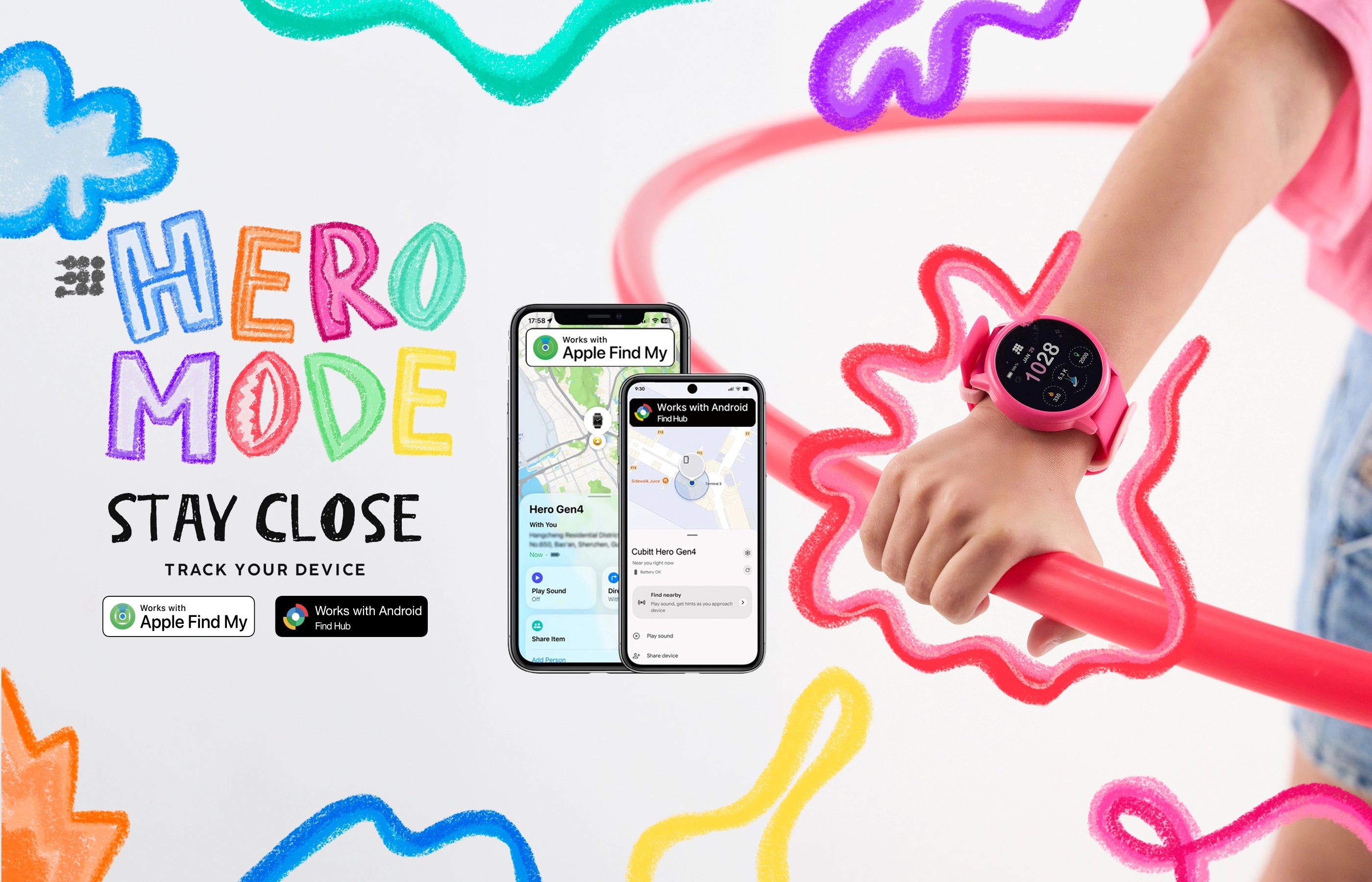 Child wearing the Cubitt Hero Gen 4 kids smartwatch