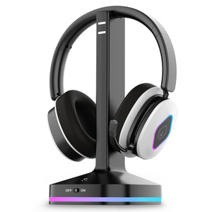 RGB Gaming Headset With Contact Charging Stand Auto Dock Charging Via Pogo Pins